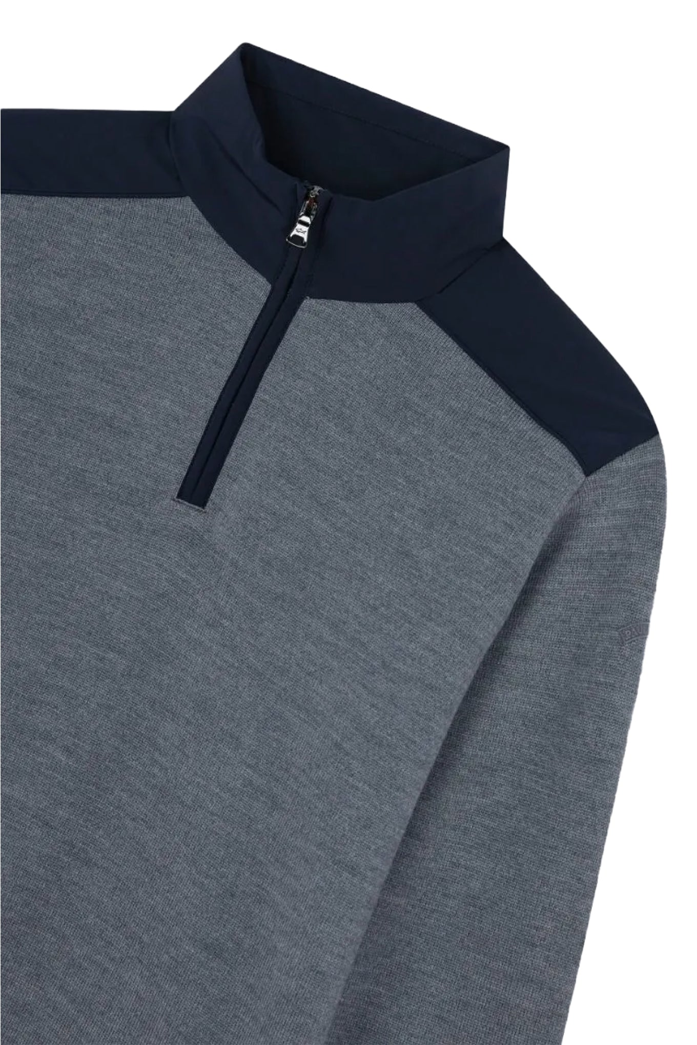 MENS WOOL HALF ZIP SWEATER WITH TYPHOON INSERT STEEL