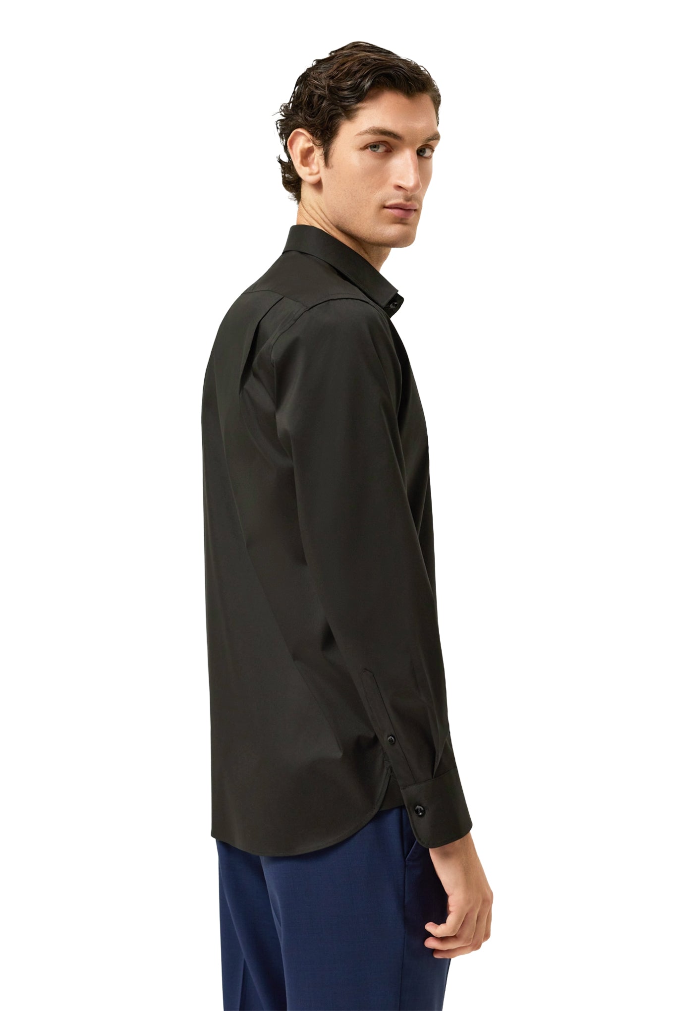Regular Fit Cotton Stretch Travel Shirt With Oxford Collar and Chest Pocket