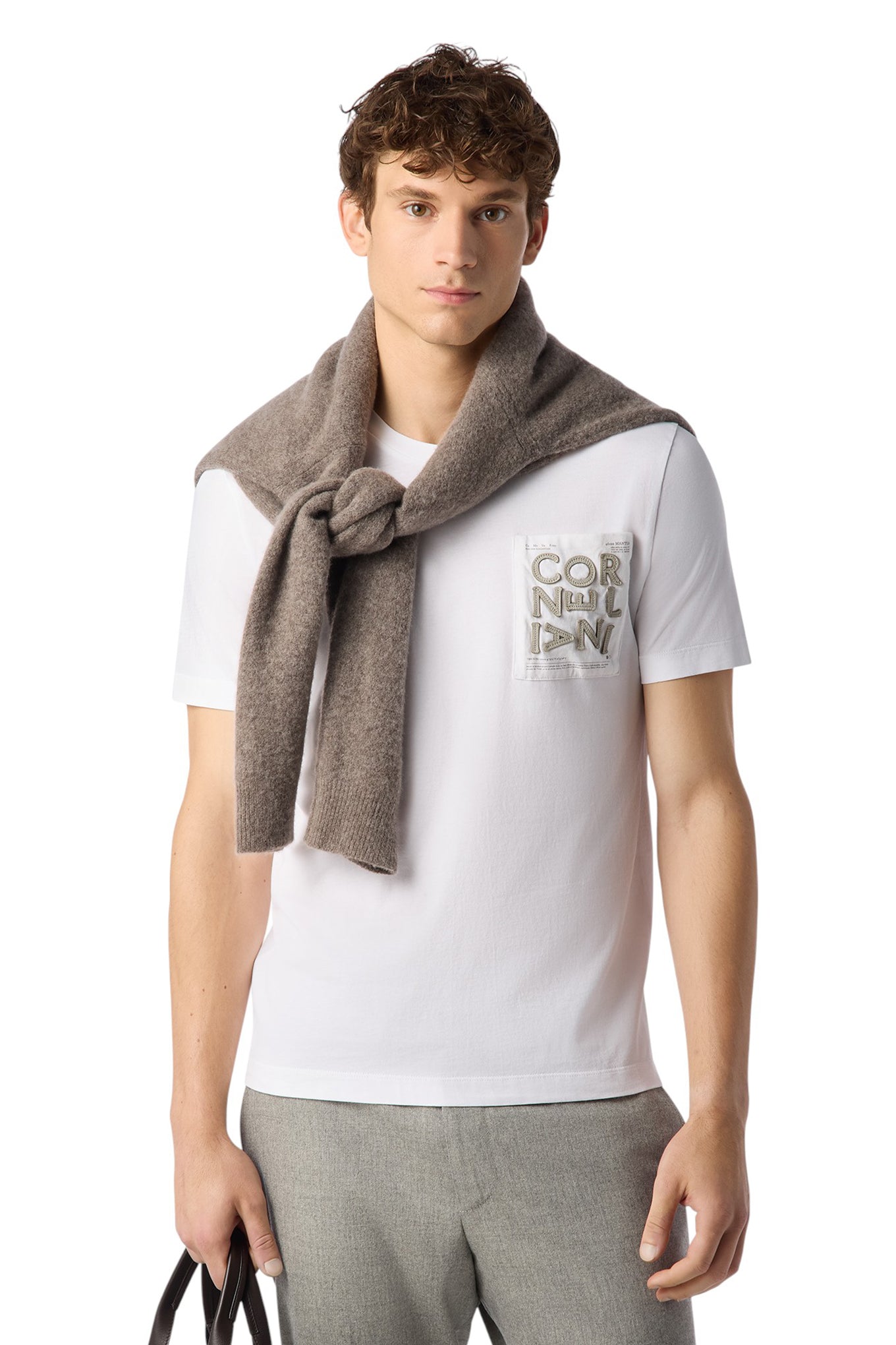 White crew neck cotton jersey t-shirt