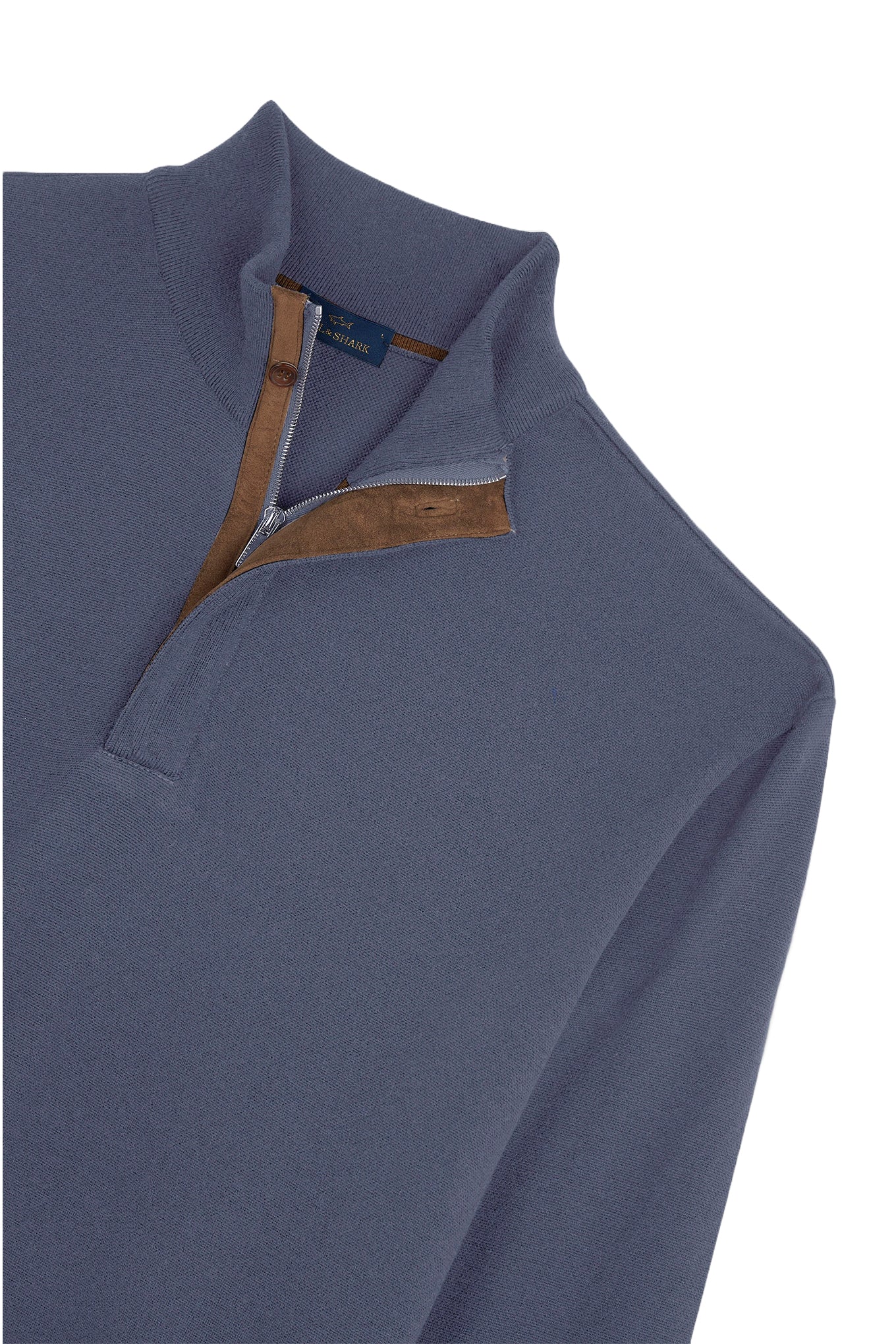 Summer Wool half zip sweater with Alcantara details