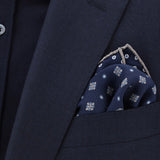 silk double print pocket square with hand-stitched hem
