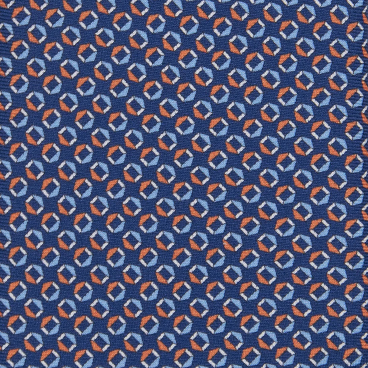 3-fold Tie in Geometric Pattern Blue Orange Silk - MO9983
