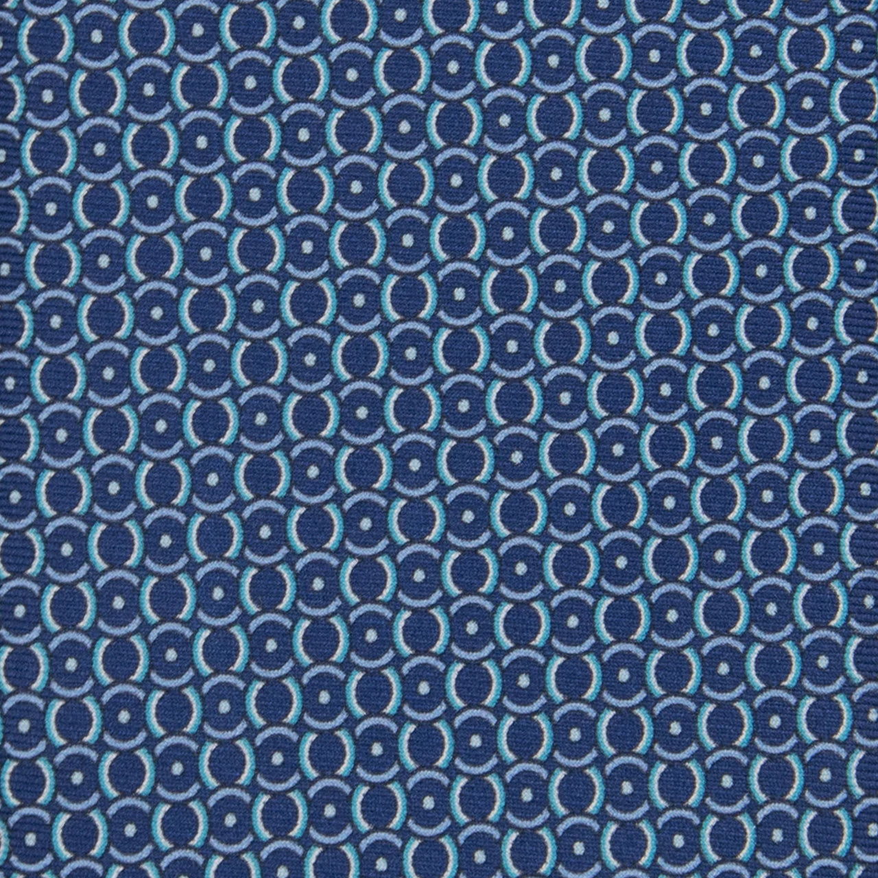 3-fold Tie in Geometric Pattern Pool Blue Silk -M50033