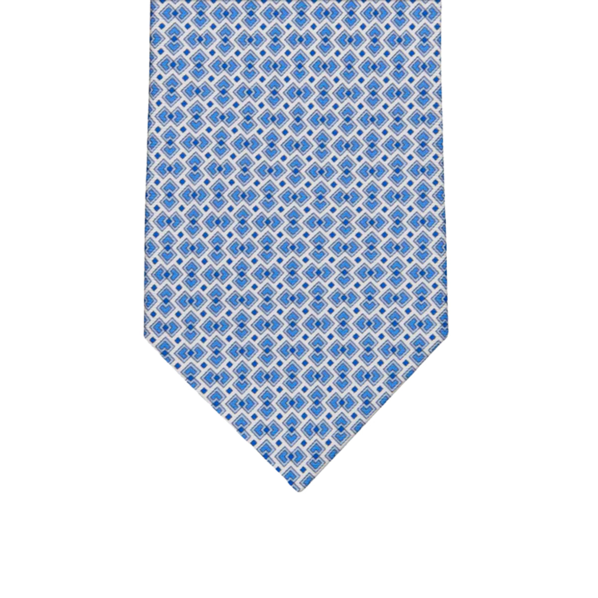 3-fold Silk Tie with Geometric Pattern in White - M49148