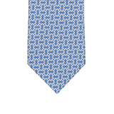 3-fold Silk Tie with Geometric Pattern in White - M49148