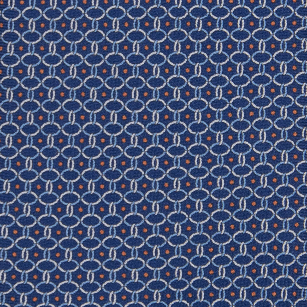3-fold Tie in Silk with Blue Orange Linked Pattern - MO9962