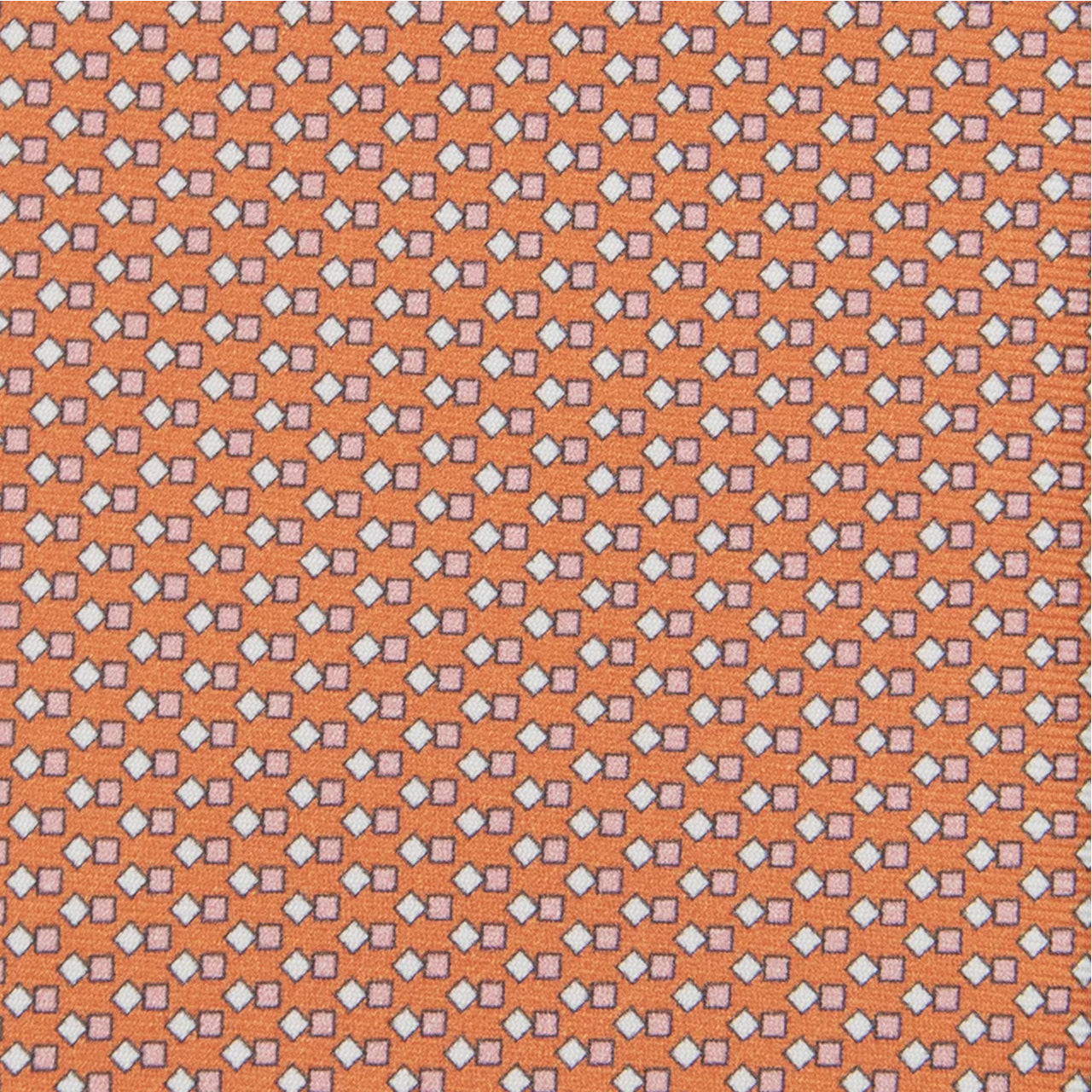 3-fold Tie in Geometric Pattern Orange Silk - M49800