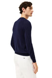 Long Sleeve Crew Neck Sweater In Cotton Silk Blend