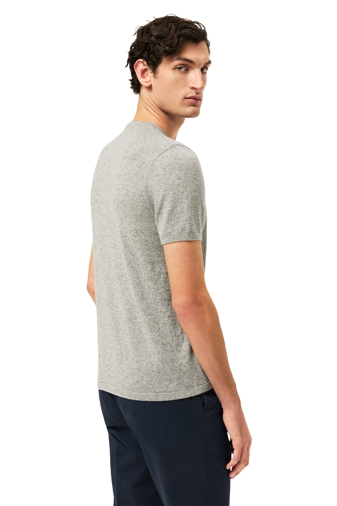 Short Sleeve Crew Neck Sweater In Cotton Linen Blend
