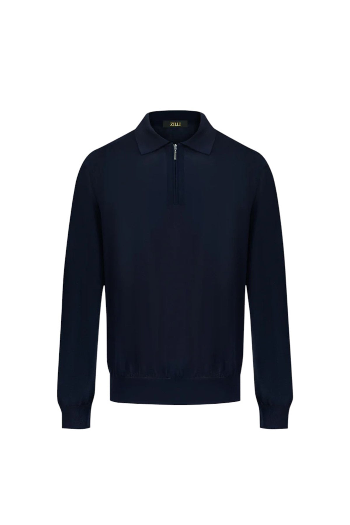 Wool Silk Lightweight Polo Half Zip Knitwear