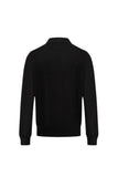 Wool Silk Polo Half Zip Pebbled Knitwear Black