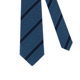 100% Silk Knitted Diagonal Stripe Tie Medium Blue