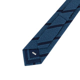 100% Silk Knitted Diagonal Stripe Tie Medium Blue