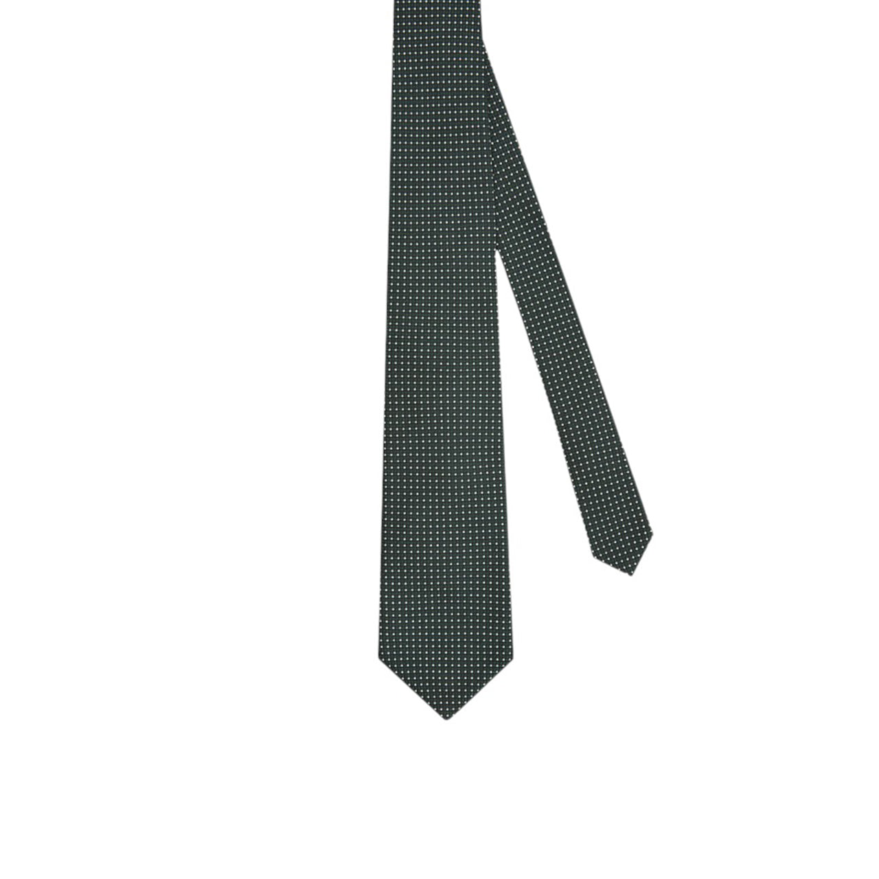 English green Pinhead tie with white polka dot pattern 8 cm