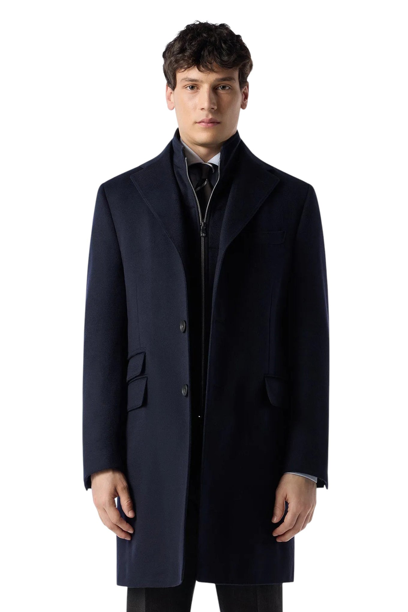Navy blue wool beaver coat