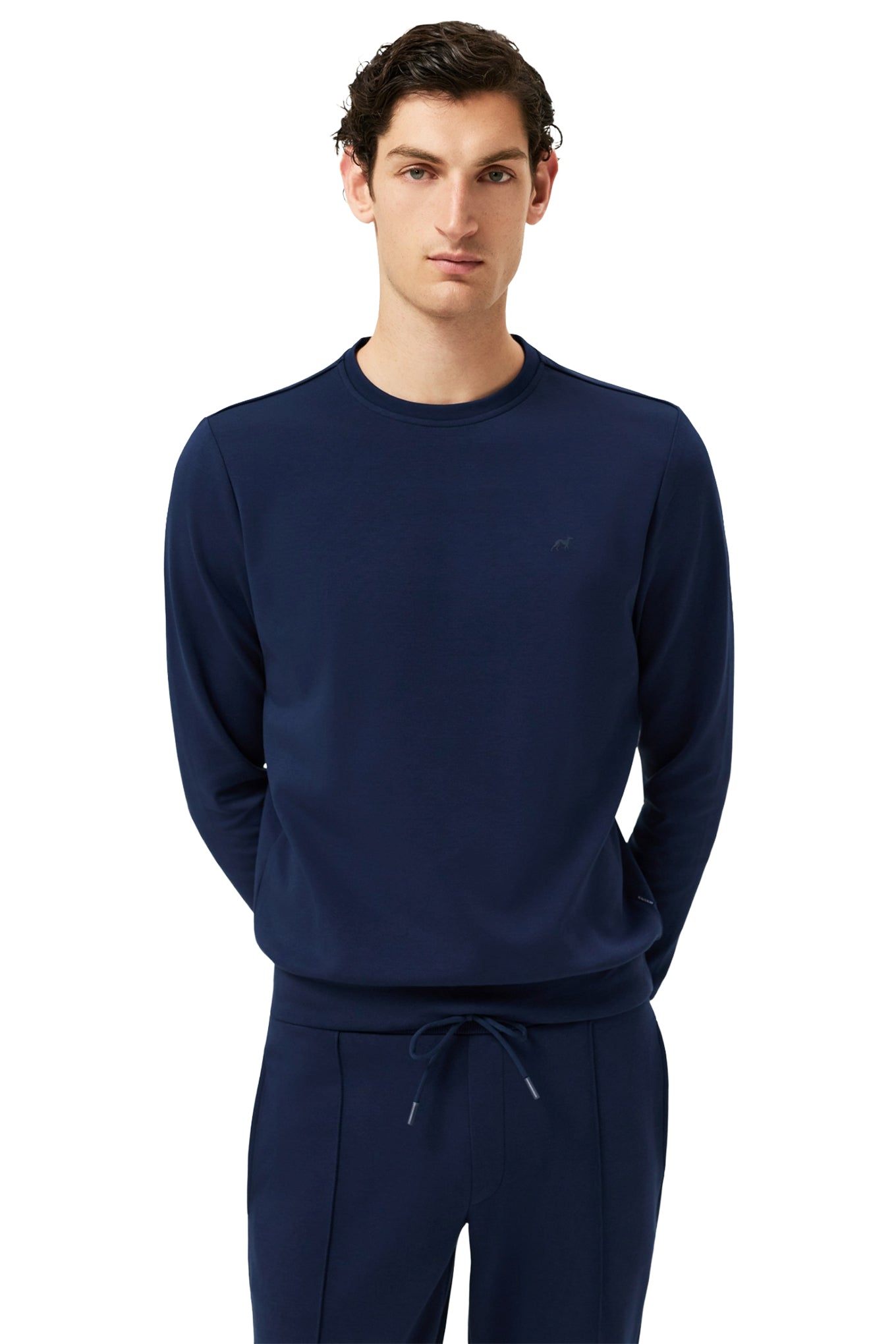Cotton Fleece Crewneck Sweatshirt With Chest Logo Print