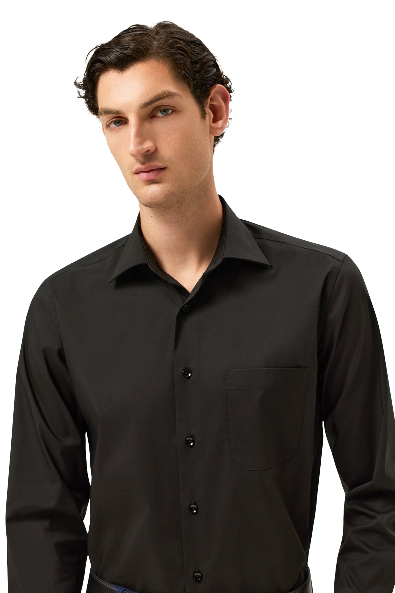 Regular Fit Cotton Stretch Travel Shirt With Oxford Collar and Chest Pocket