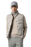 Beige quilted bodywarmer made of technical poplin