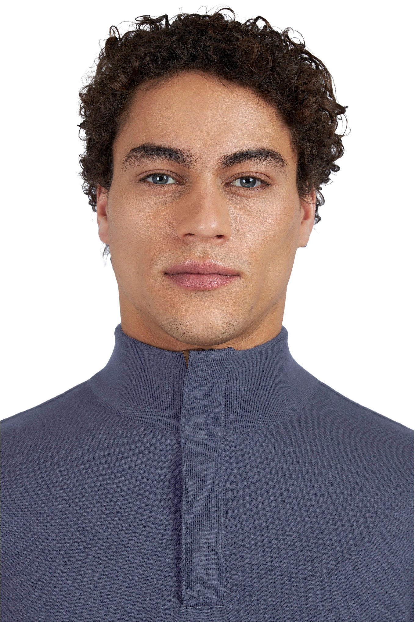 Summer Wool half zip sweater with Alcantara details