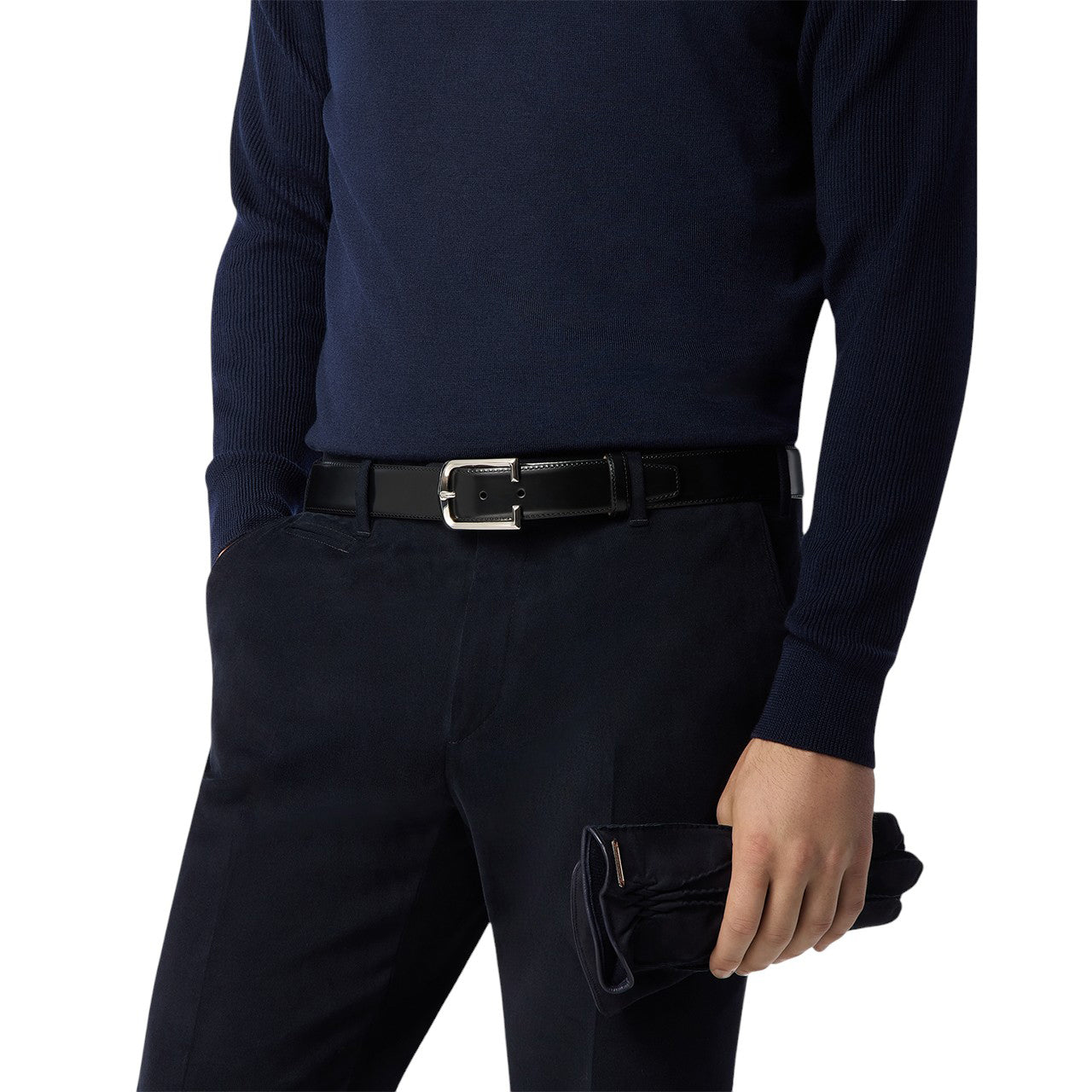 Black brushed leather belt