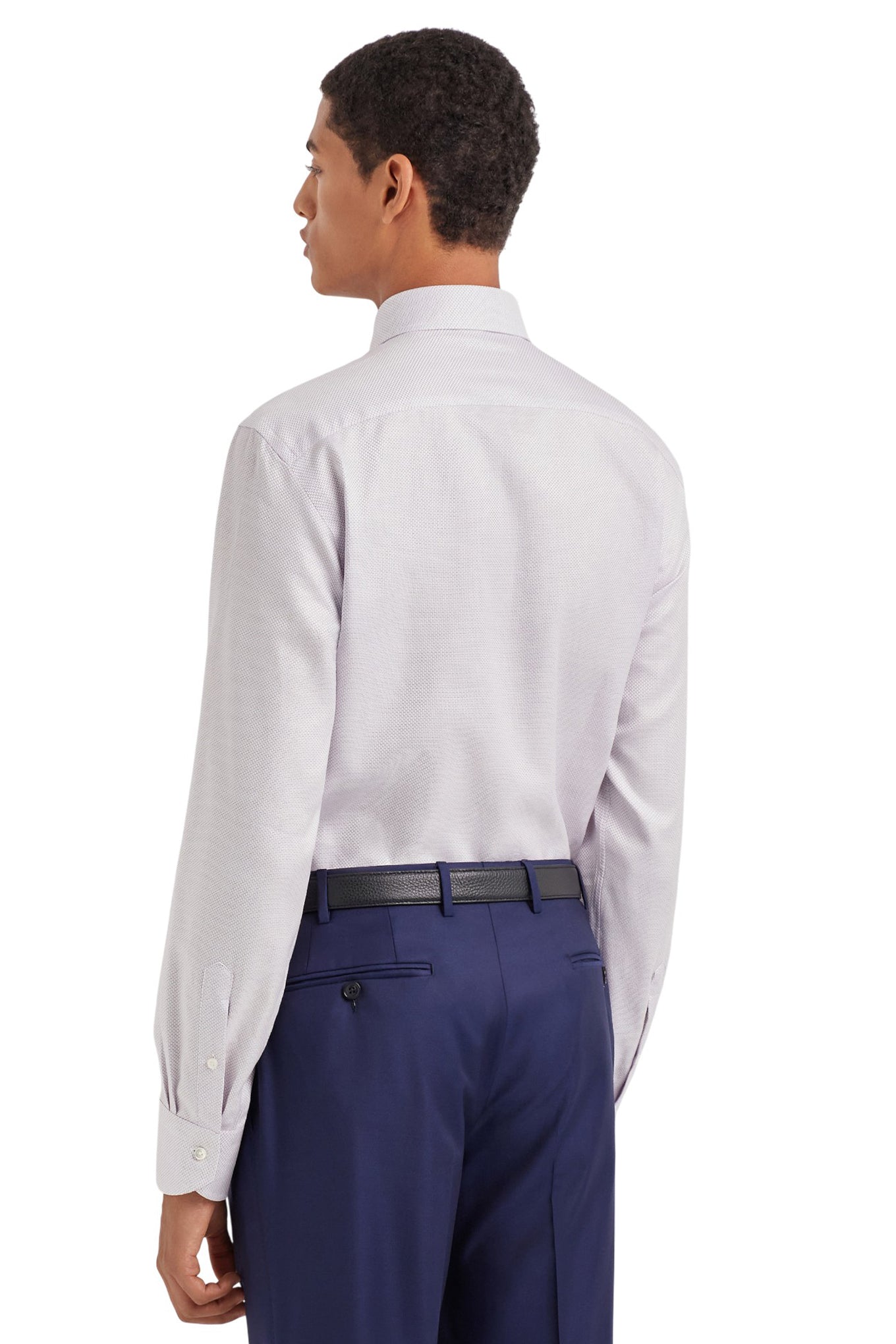White and purple regular fit Impeccabile cotton shirt