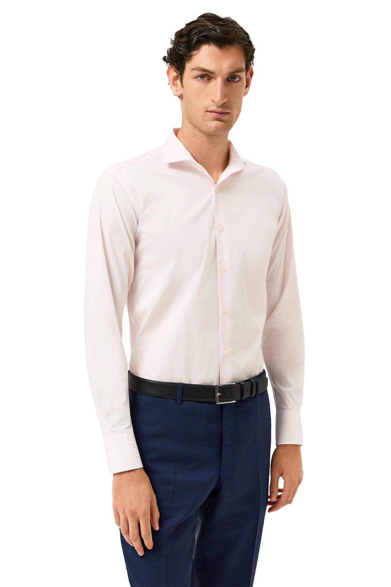Slim Fit Striped Travel Shirt With Dublin Collar
