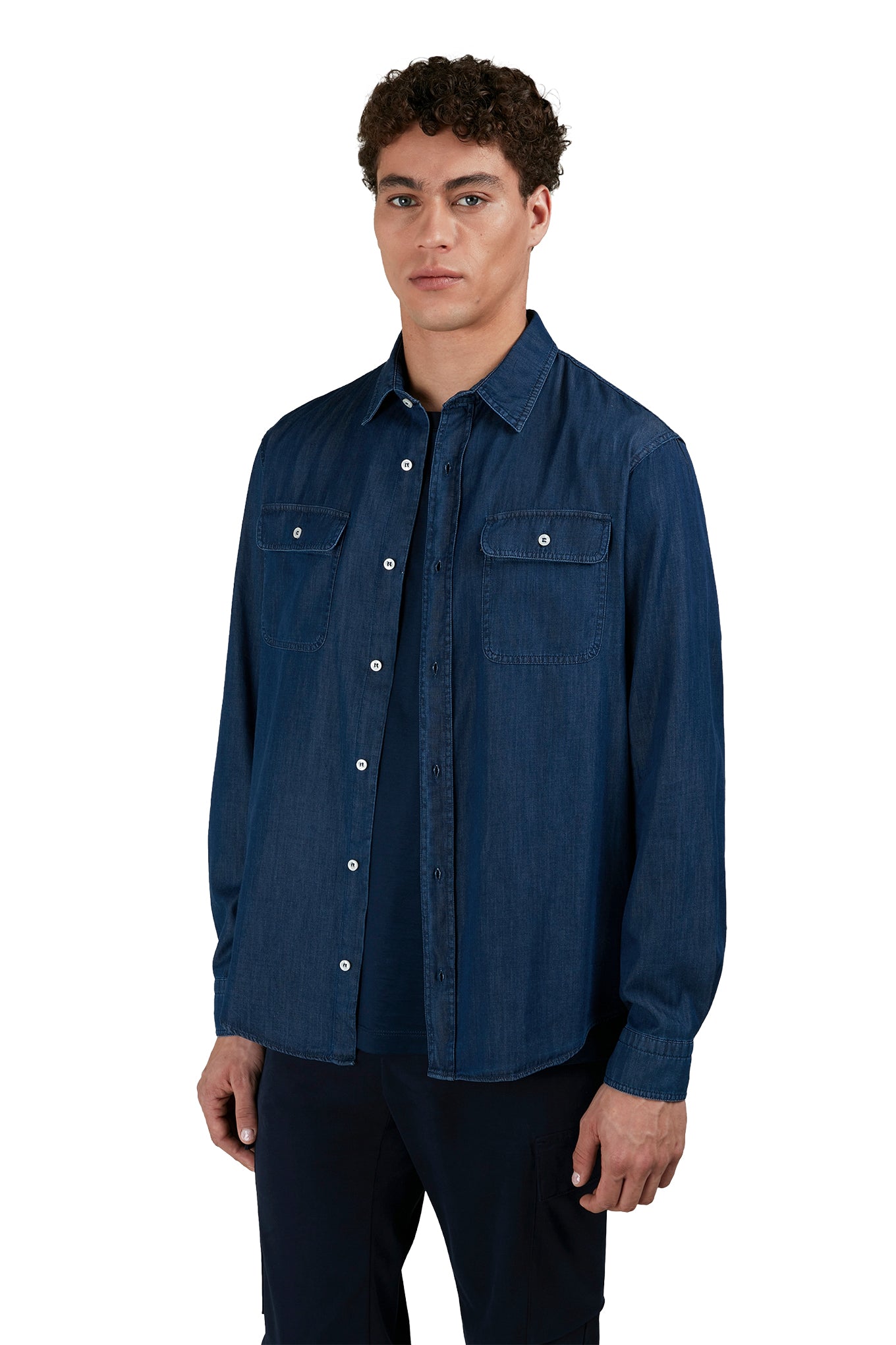 X Soft shirt in Giza Cotton light denim