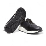 Black nylon and nappa leather running shoes
