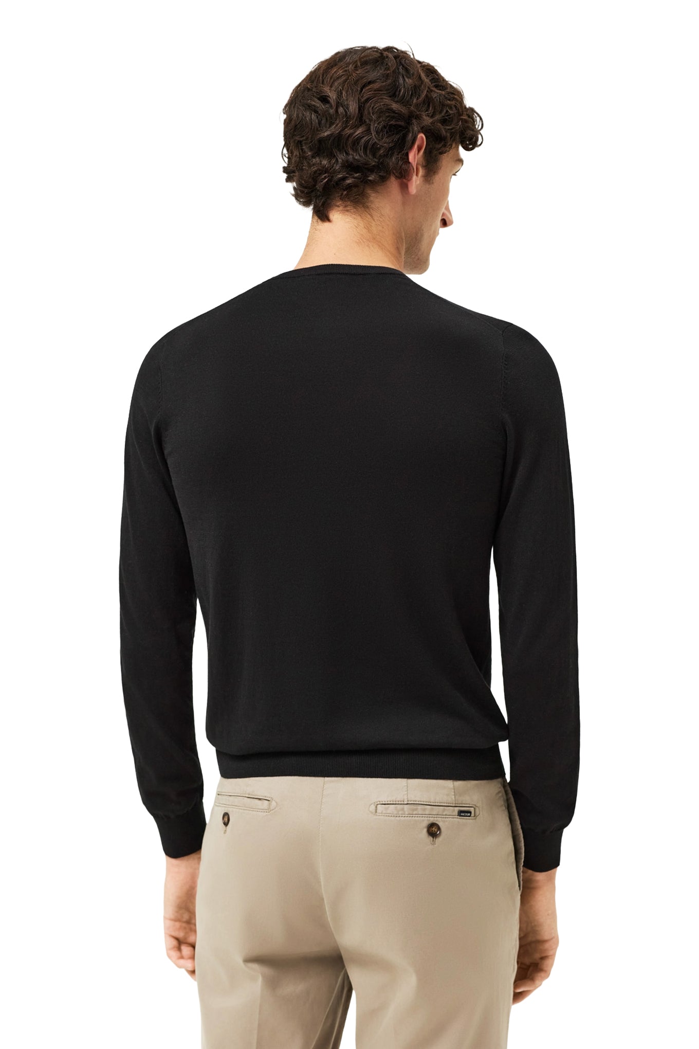 Long Sleeve Crew Neck Sweater In Cotton Silk Blend
