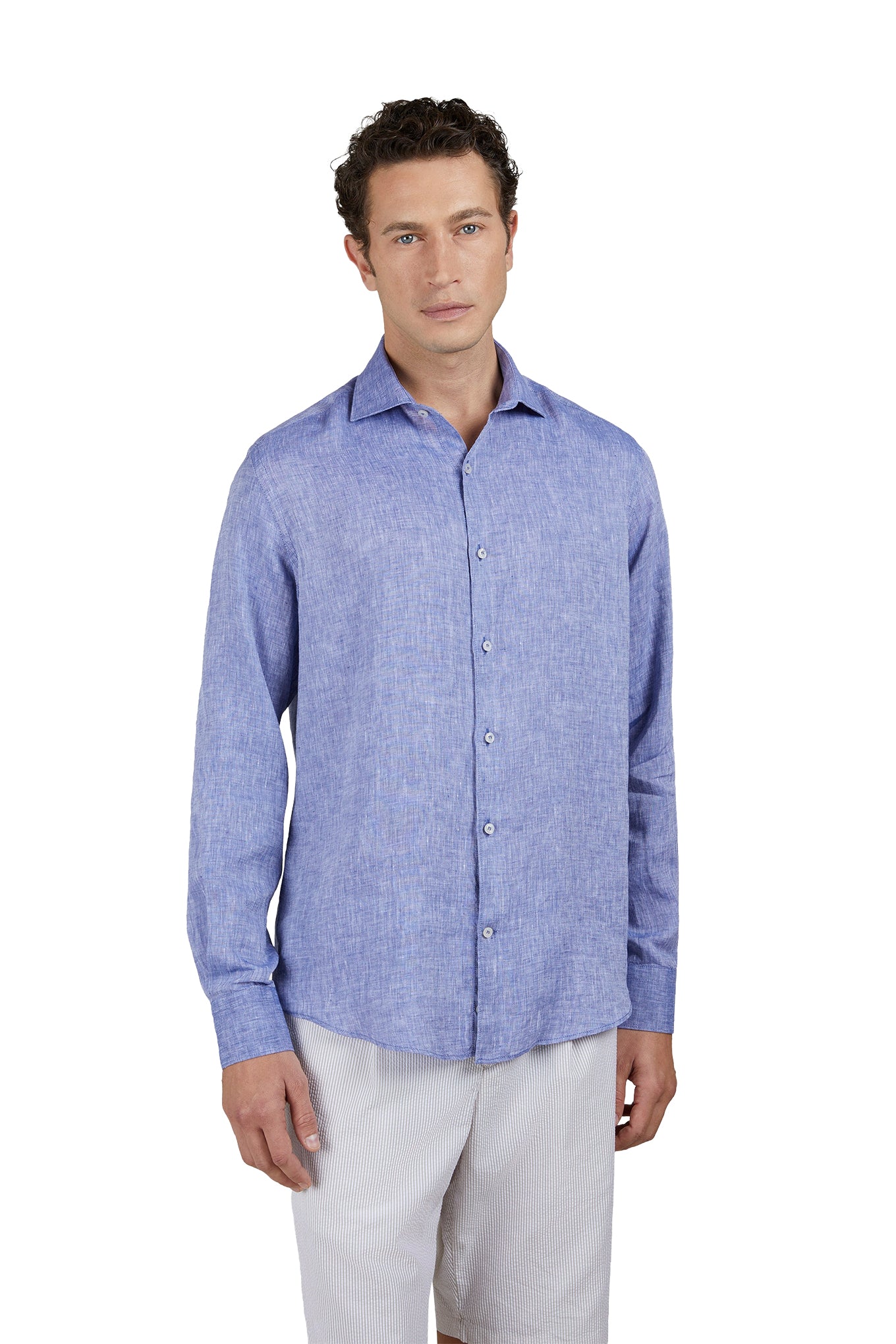 Camicia in lino con dettagli stampati