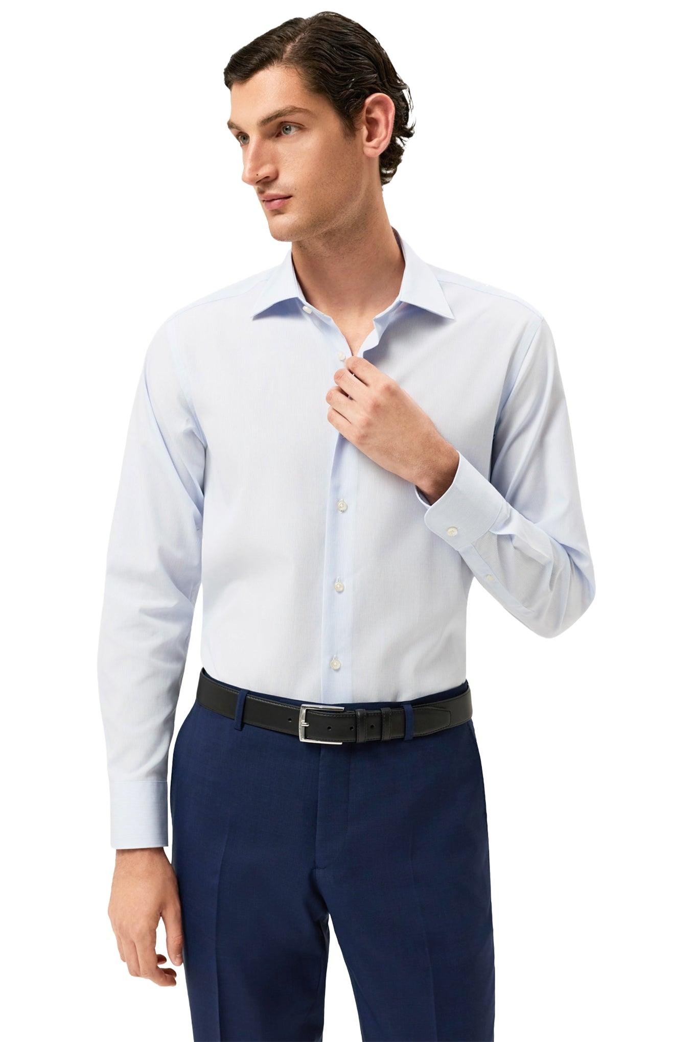 Slim Fit Striped Formal Shirt With Oxford Collar