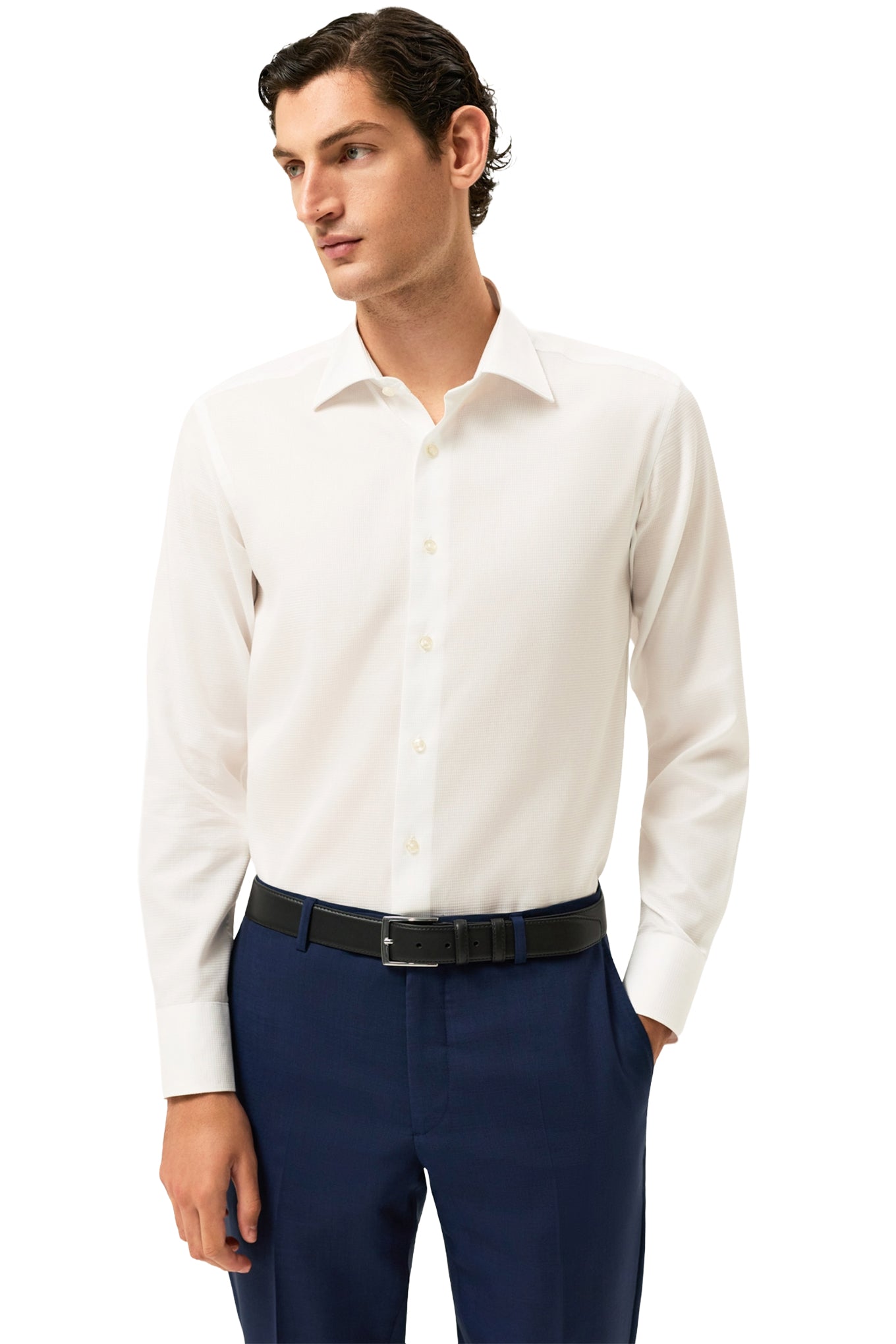 Slim Fit Dobby Formal Shirt With Oxford Collar