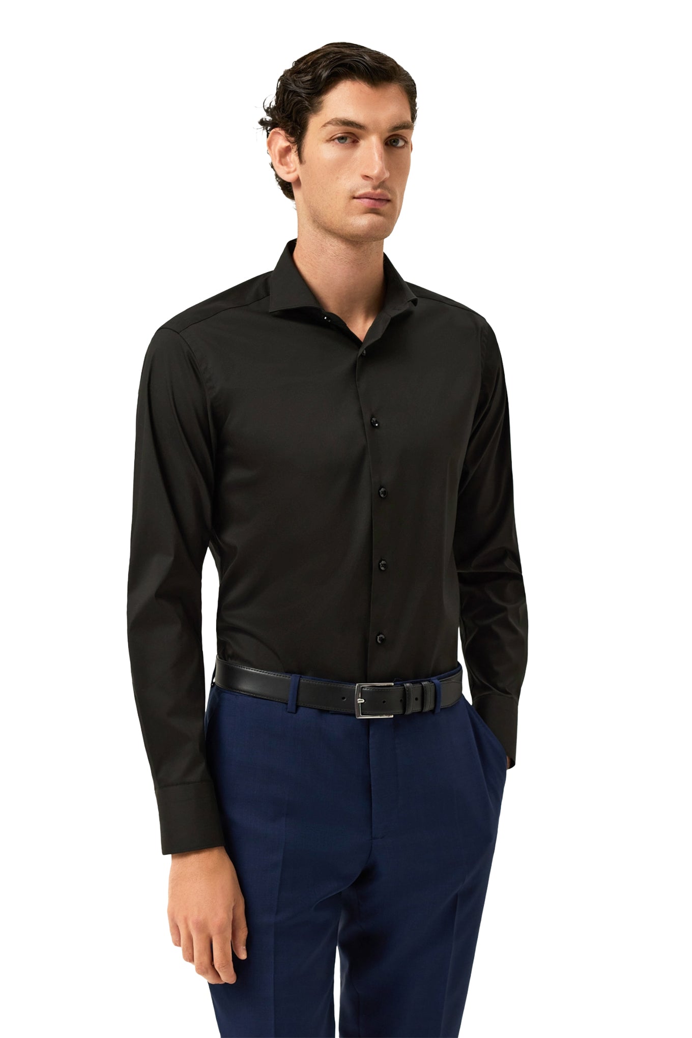 Slim Fit Cotton Stretch Travel Shirt With Dublin Collar