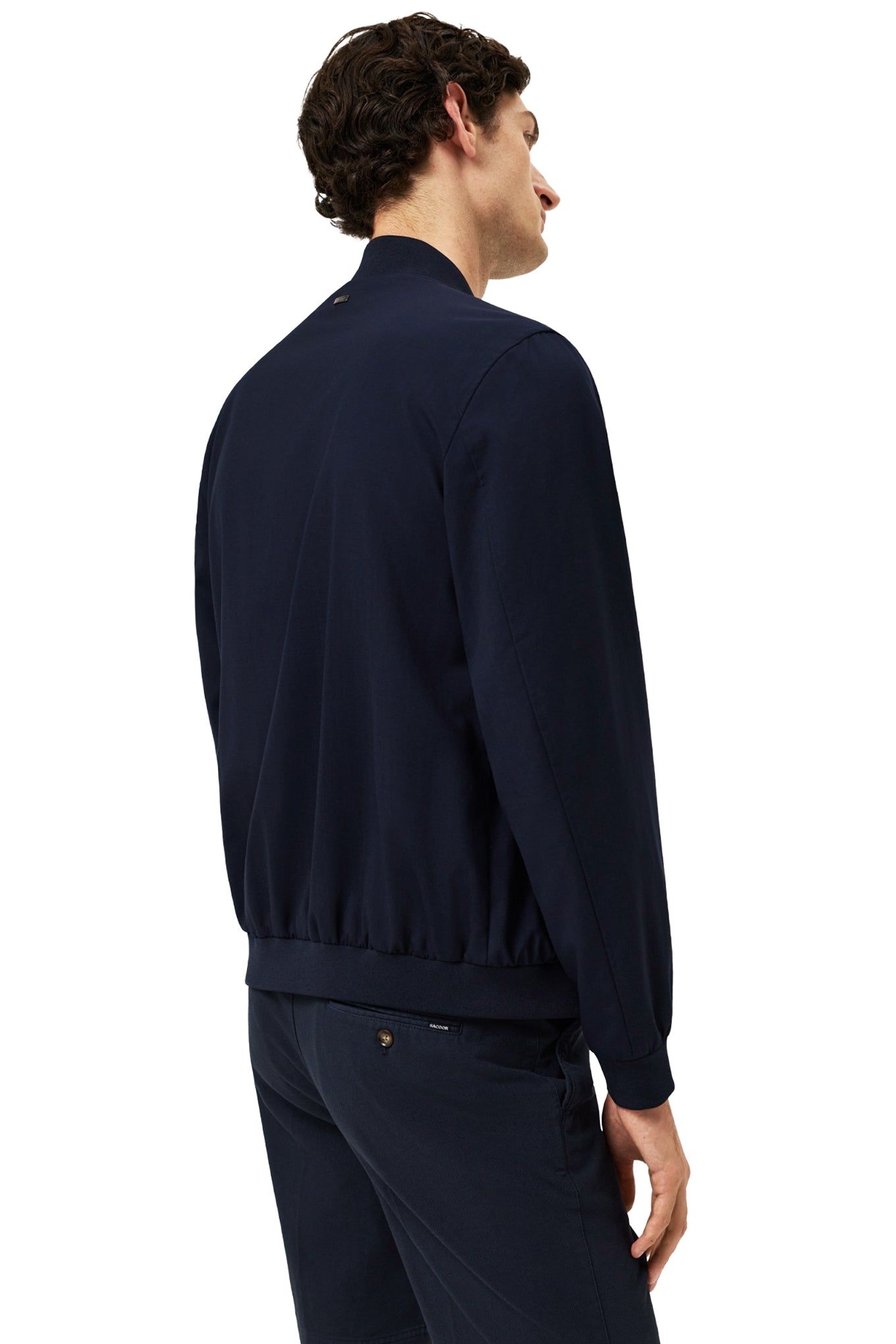 Knitted-Collar Wool Bomber Jacket
