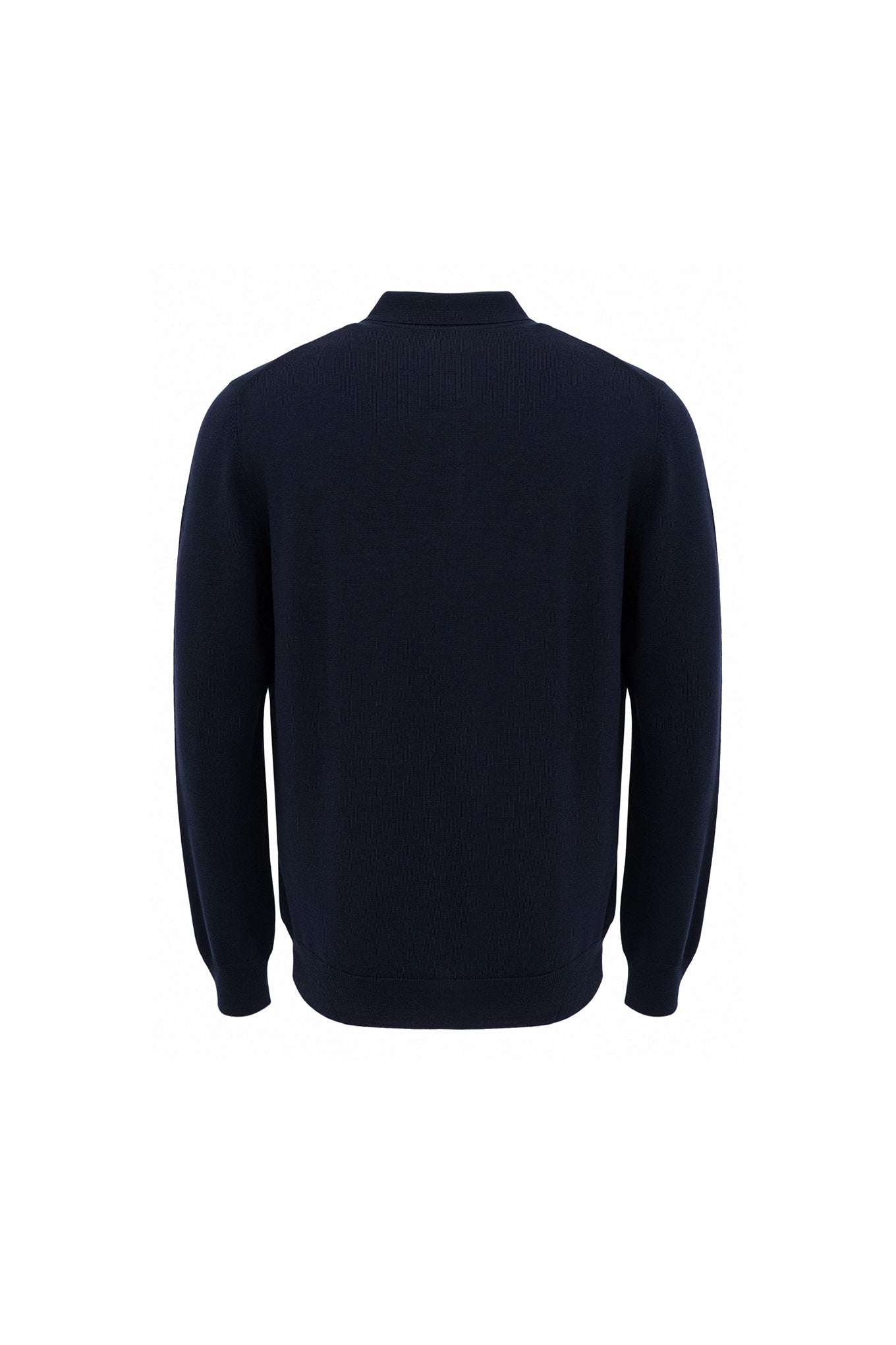 Aviator Navy blue zip up extra fine wool polo shirt