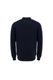 Aviator Navy blue zip up extra fine wool polo shirt