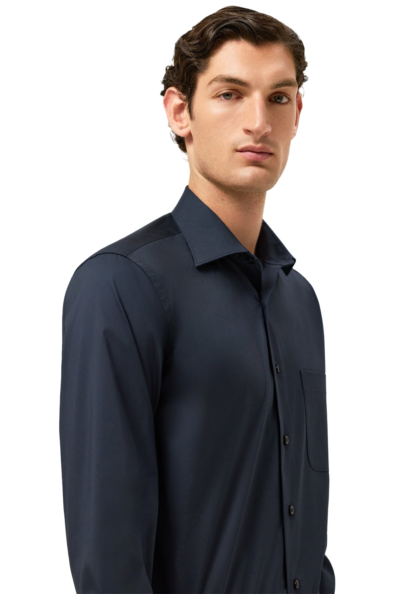 Regular Fit Cotton Stretch Travel Shirt With Oxford Collar and Chest Pocket
