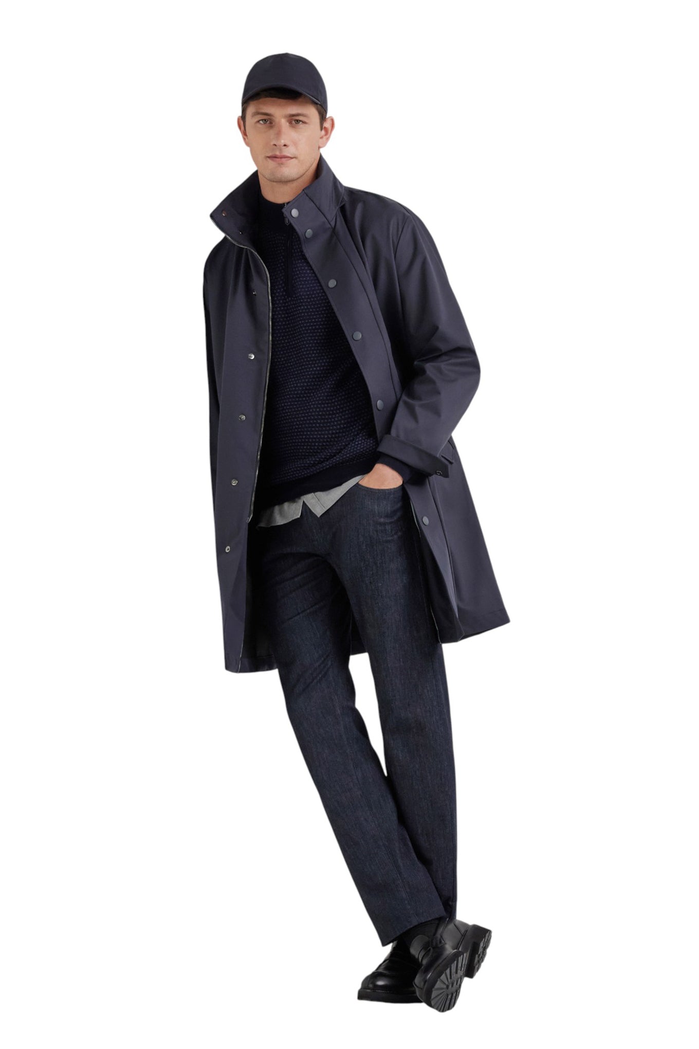 Blue technical fabric jacket