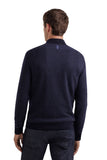 Dark navy and blue pure wool jacquard rollneck with zip