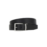 Reversible belt in black grained and smooth calf leather