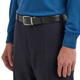 Reversible belt in black grained and smooth calf leather