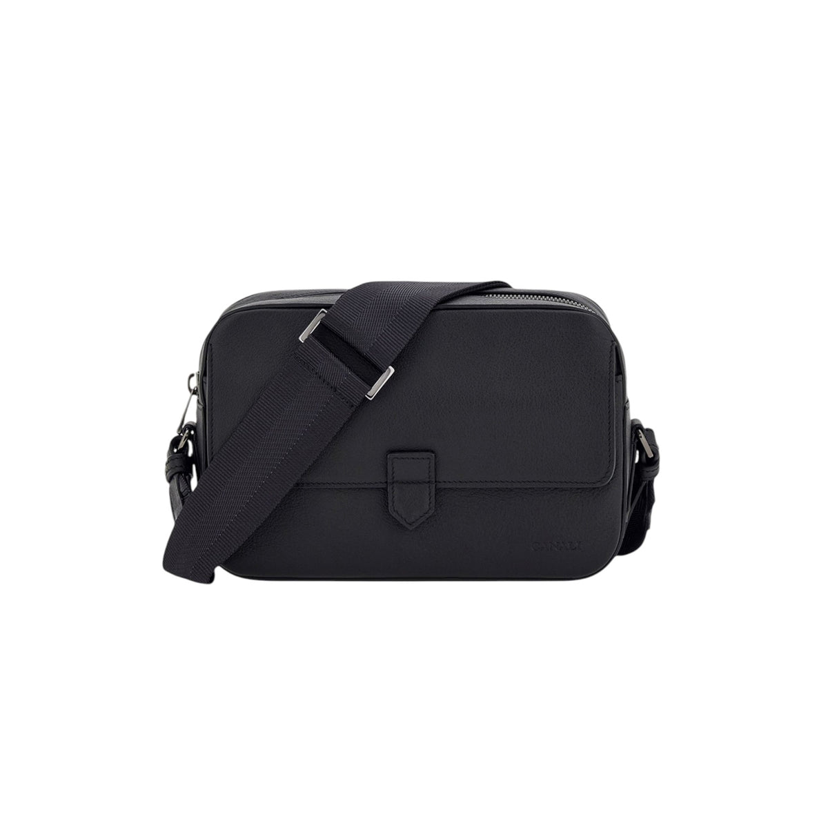 East West Camera Bag in black hammered calfskin