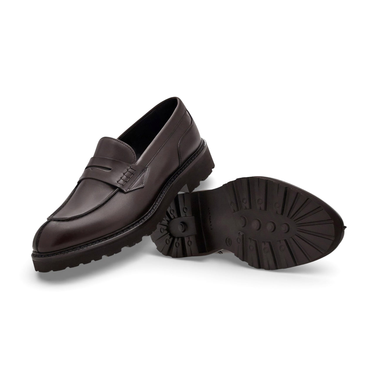 Dark brown smooth calfskin College loafers