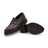 Dark brown smooth calfskin College loafers