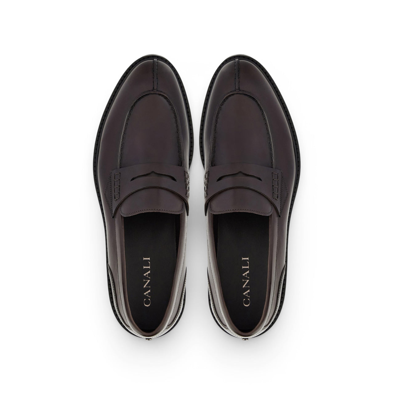 Dark brown smooth calfskin College loafers