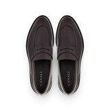 Dark brown smooth calfskin College loafers