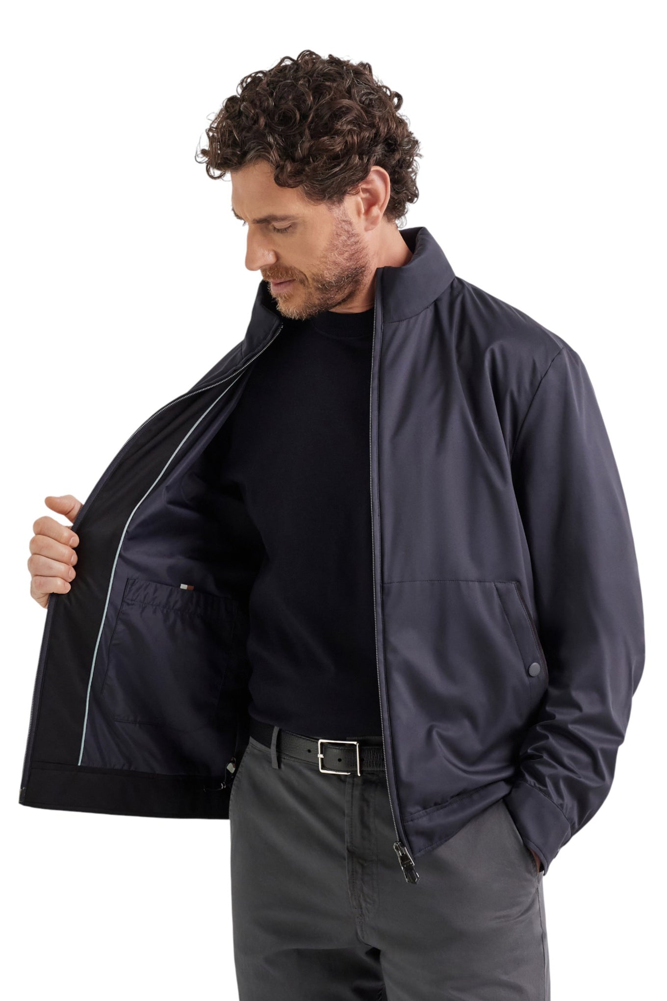 Canali Nuvola blue technical fabric jacket