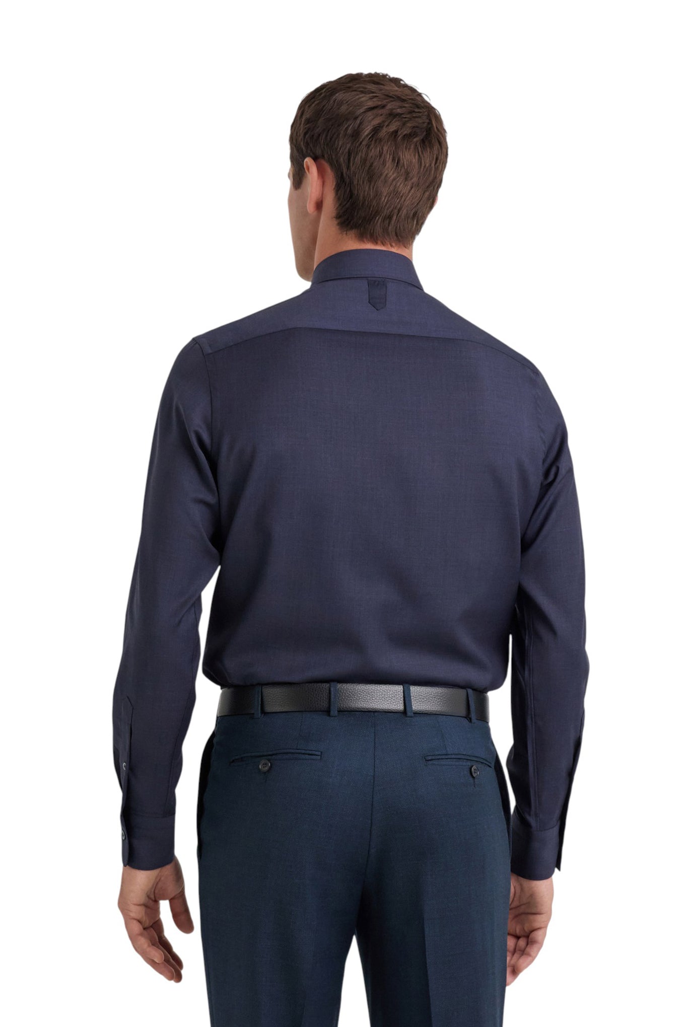 Navy Blue casual Impeccabile wool regular fit shirt