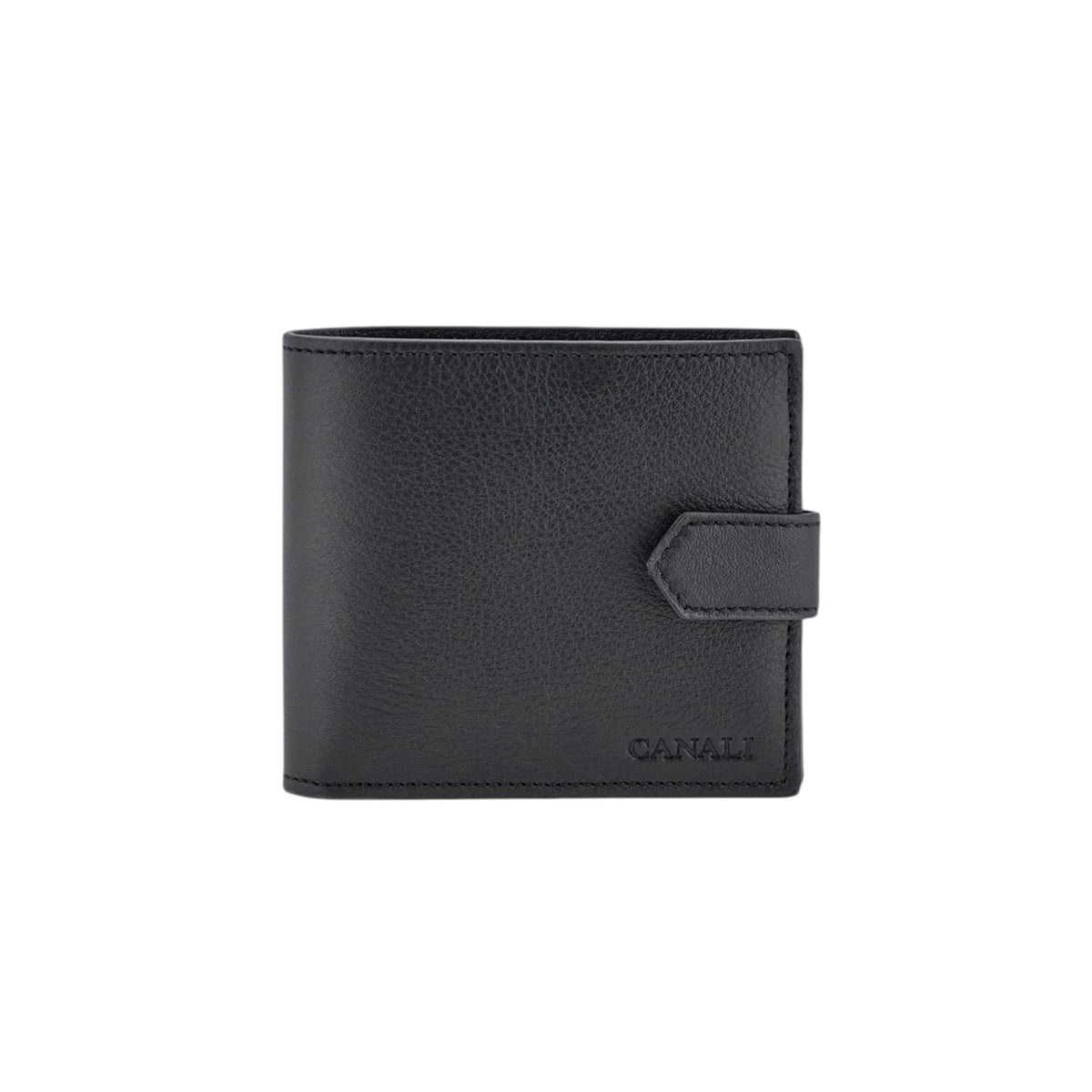 Black wallet in hammered calfskin