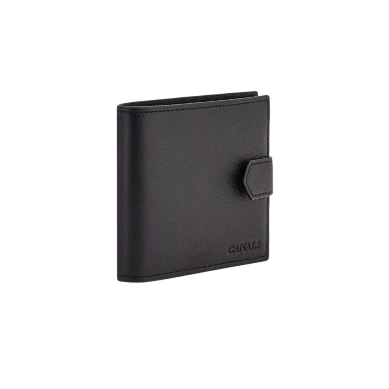 Black wallet in hammered calfskin